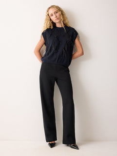 Feather Cap Sleeve Jumper | Navy
