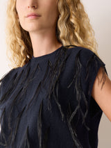 Feather Cap Sleeve Jumper | Navy