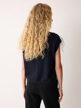 Feather Cap Sleeve Jumper | Navy