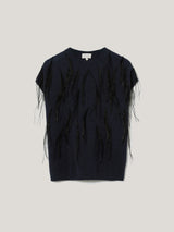 Feather Cap Sleeve Jumper | Navy
