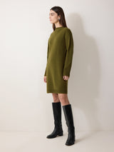 Knitted Mini Jumper Dress | Green