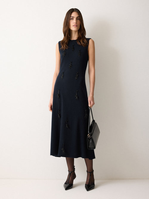 Embellished Knitted Dress | Navy