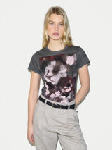 Antique Floral Print T-shirt | Grey