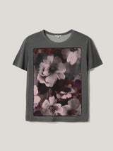Antique Floral Print T-shirt | Grey