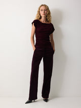 Velvet Gathered Top | Purple