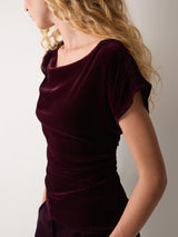 Velvet Gathered Top | Purple