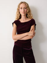 Velvet Gathered Top | Purple