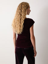 Velvet Gathered Top | Purple
