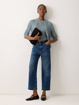 Fine Pointelle Cable T-shirt | Blue