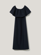 Off The Shoulder Poplin Dress | Navy