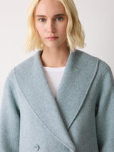Double Faced Shawl Midi Coat | Blue