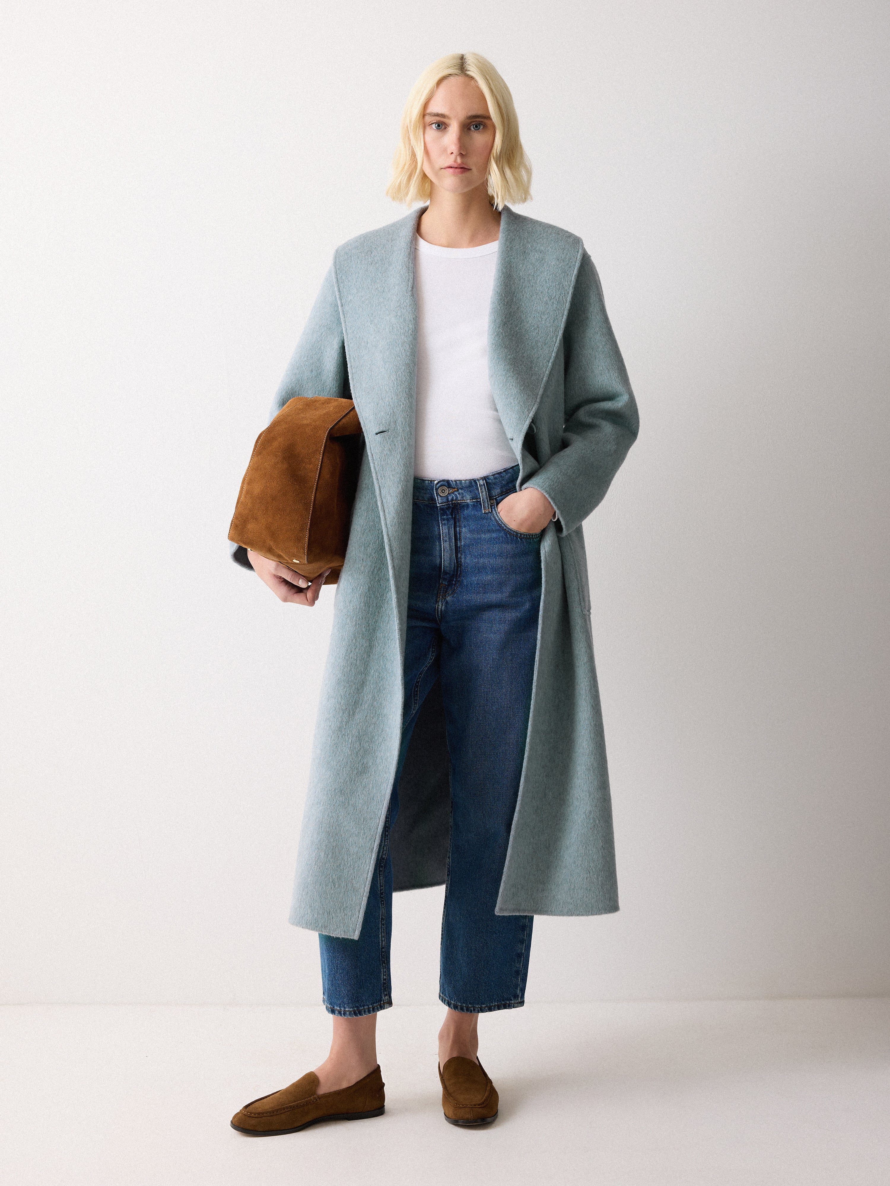 Double Faced Shawl Midi Coat | Blue – Jigsaw