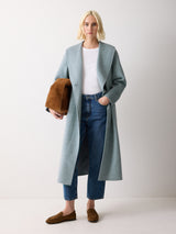 Double Faced Shawl Midi Coat | Blue