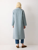 Double Faced Shawl Midi Coat | Blue