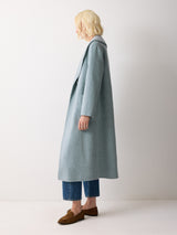 Double Faced Shawl Midi Coat | Blue