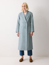 Double Faced Shawl Midi Coat | Blue