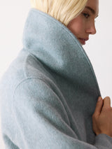Double Faced Shawl Midi Coat | Blue