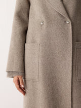 Double Faced Shawl Midi Coat | Taupe