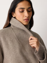 Double Faced Shawl Midi Coat | Taupe