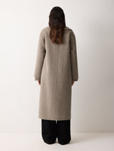 Double Faced Shawl Midi Coat | Taupe