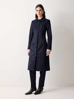 Jacquard Brocade Jacket | Navy
