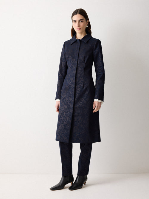 Jacquard Brocade Jacket | Navy