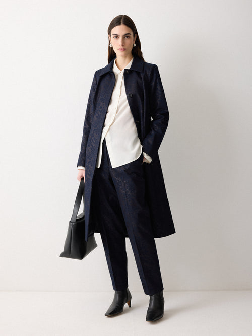 Jacquard Brocade Trouser | Navy
