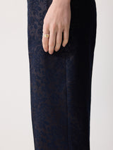 Jacquard Brocade Trouser | Navy