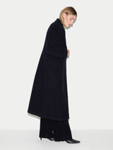 Chalk Stripe Maxi City Coat | Navy