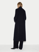 Chalk Stripe Maxi City Coat | Navy