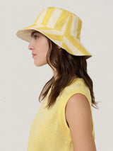 Reversible Cotton Stripe Bucket Hat | Yellow