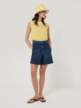 Reversible Cotton Stripe Bucket Hat | Yellow