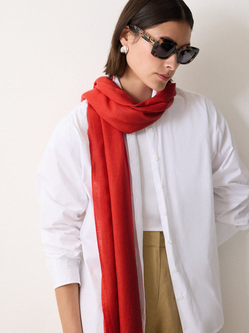 Wool Silk Pashmina | Red