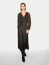 Long Sleeve Bias Dress | Brown