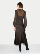 Long Sleeve Bias Dress | Brown