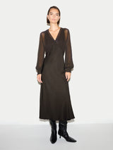 Long Sleeve Bias Dress | Brown
