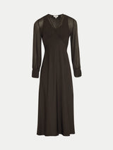 Long Sleeve Bias Dress | Brown