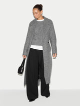 Herringbone Wool Belted Coat | Black
