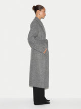 Herringbone Wool Belted Coat | Black