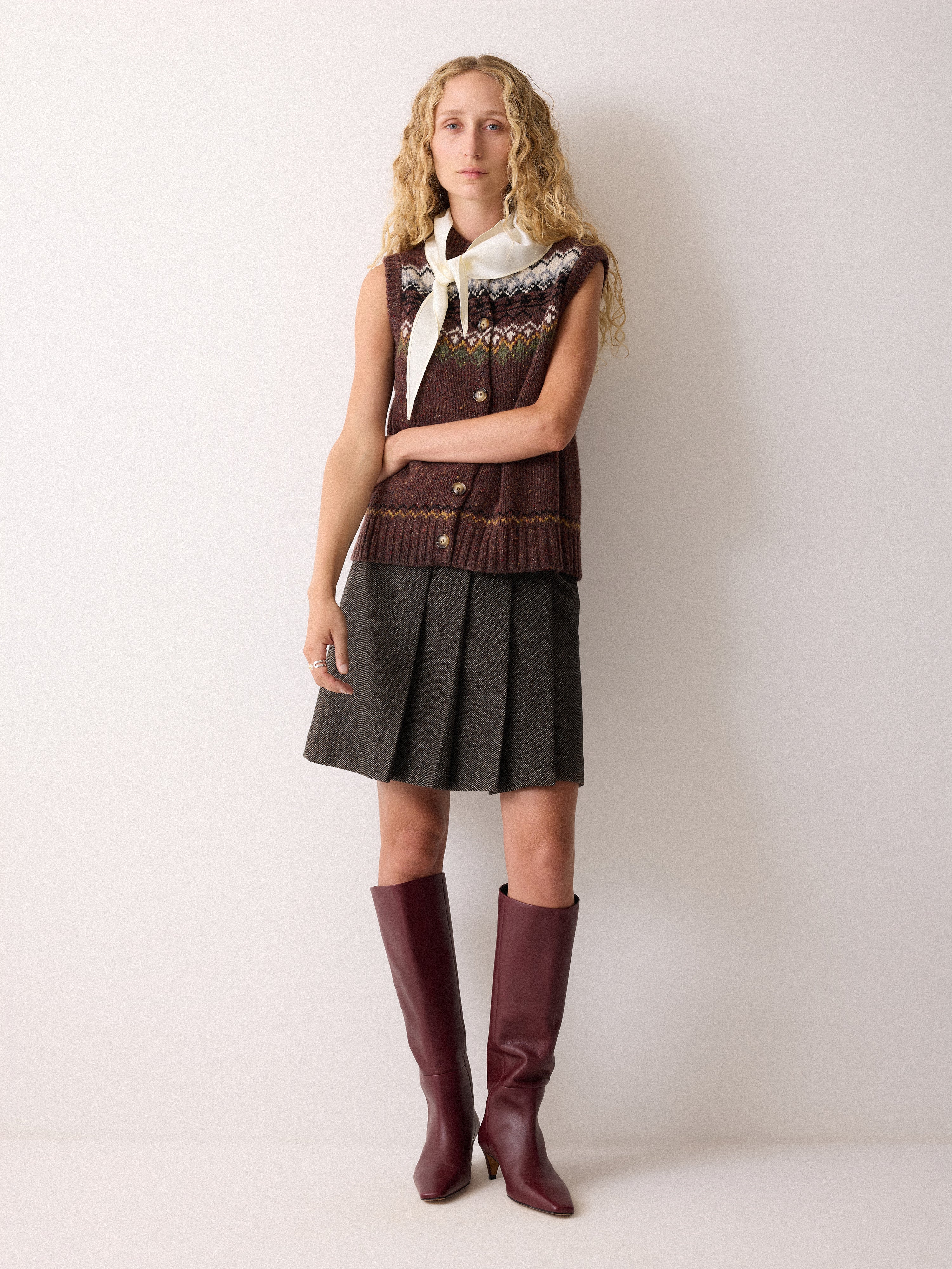 Wool Twill Mini Skirt | Brown – Jigsaw