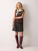 Wool Twill Mini Skirt | Brown