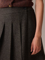 Wool Twill Mini Skirt | Brown