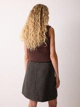 Wool Twill Mini Skirt | Brown