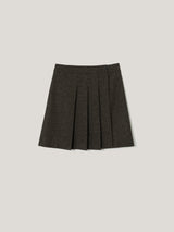 Wool Twill Mini Skirt | Brown