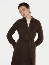 Denim Belted Shirt Dress | Washed Brown