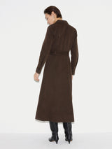 Denim Belted Shirt Dress | Washed Brown