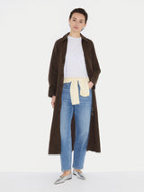Denim Belted Shirt Dress | Washed Brown