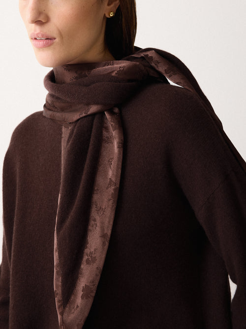 Satin Trim Triangle Scarf | Brown