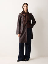 Satin Trim Triangle Scarf | Brown