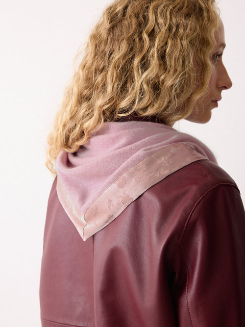 Satin Trim Triangle Scarf | Pink